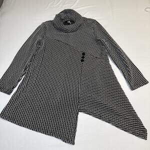 Womens Moonlight Y&S Fashion Design Black White Tunic Top Pullover XXL Artsy EUC